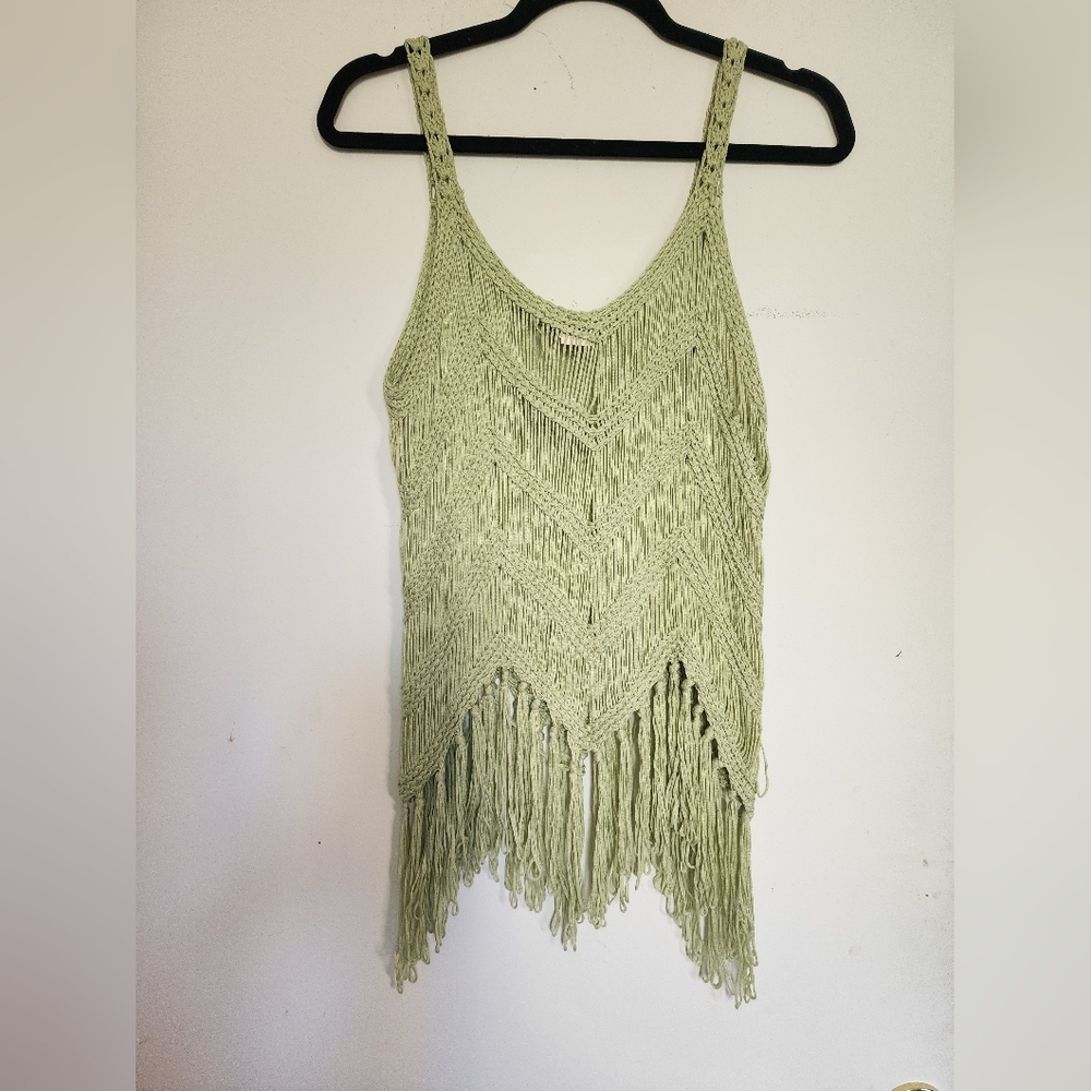 NWOT Green Crochet Tank Top Size Small